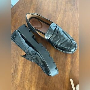 Leather platform loafers